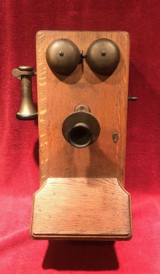 Antique Oak Crank Wall Telephone Phone Pre - 1940 May Be An 1892 Western Electric