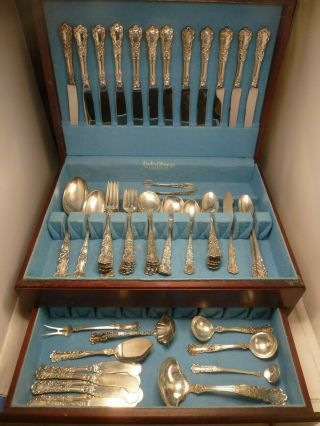 Gorham Sterling Silver “Buttercup” Pattern Flatware 76 PC Set W/ Wood Chest 2