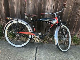 Antique 1952 Schwinn Black Phantom Bicycle Vintage Cruiser Bike W/ Front Brake