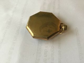 Vintage Illinois Gold Plated Octagon Shape Pocket Watch Case 2