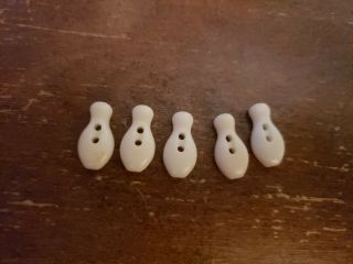 Antique Vintage Set Of 5 Plastic Bowling Pin Sewing Buttons