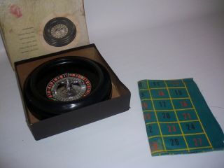 Vintage 1958 Pleasantime Professional Roulette Wheel,  Felt,  And 2 Balls