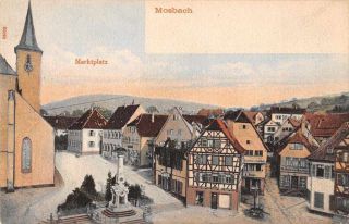 Mosbach Germany Marketplatz Birds Eye View Vintage Postcard Jj649313