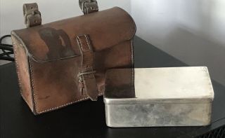 Antique James Dixon Silver Plate Sandwich Box & Leather Case 1910