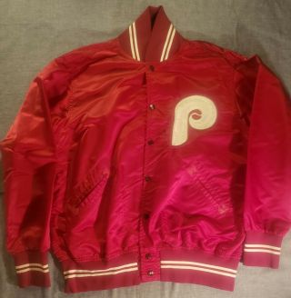 1970s Philadelphia Phillies Game Wilson Satin Dug Out Jacket Chenille Patch