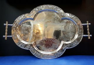 Antique Chinese Export Silver Tray By Shing Fat,  Heavy 2223 Grams