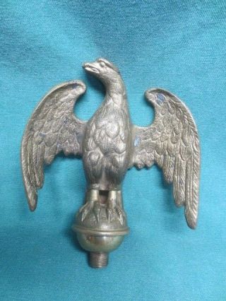 Antique Vtg Brass Eagle On Ball Finial Flag Pole Topper Screw - In 1