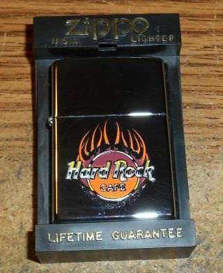 1996 Zippo Hard Rock Cafe 25 Years Of Rock Full Size Advertising Lighter/nib
