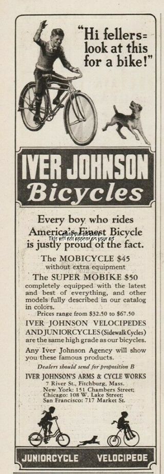 1929 Iver Johnson Arms & Cycle Fitchburg Ma Boys Bicycle Hi Fellers Ad