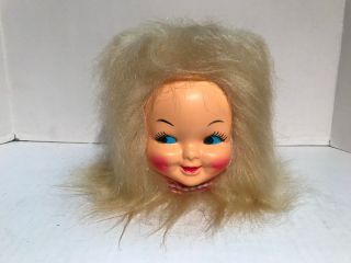 Vintage 1970s Blonde Hair Baby Doll Head Kleenex Tissue Box Cover Dispenser