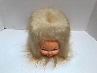 Vintage 1970s Blonde Hair Baby Doll Head Kleenex Tissue Box Cover Dispenser 2