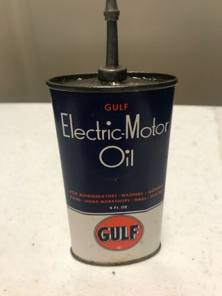 Vintage Gulf Electric Motor Oil Lead Top Handy Oiler Can