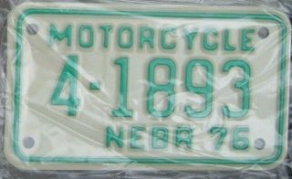 Vintage Nebraska 1976 Motorcycle License Plate In Plastic 4 - 1893