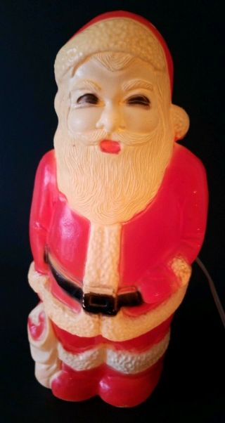Christmas Vintage Union Products Lighted Blow Mold Plastic Santa Claus 13.  5 "