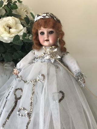Gorgeous Antique German Bisque Head Christmas Fairy Doll