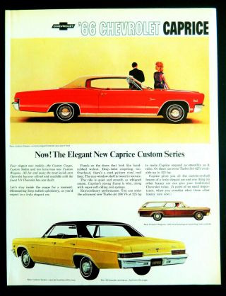 Vtg 1965 66 Chevrolet Caprice Custome Coupe Car Auto Advertisement Print Ad Art