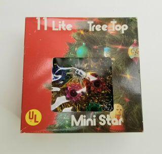 Vintage Christmas 11 Lite Mini Star Multi - Color Tree Topper Rare Tree Top Star