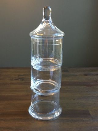 Vintage Stackable Glass Storage Apothecary Jar Canister Lid Clear Display