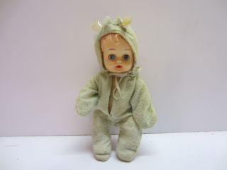 Vtg Small 6 " Baby Doll Bunny Snow Suit Blow Mold Body 8403 Hong Kong
