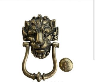 Large Vintage Brass Lion Head Door Knocker Antique