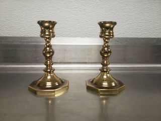 Vintage Baldwin Matching Pair Set 5 " Tall Solid Brass Candlesticks Candle Sticks