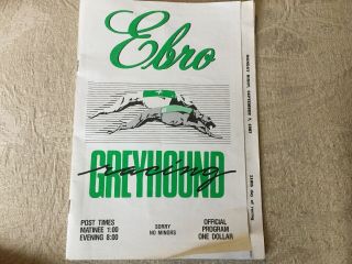Ebro Greyhound Racing Program Sept 7,  1987 Florida