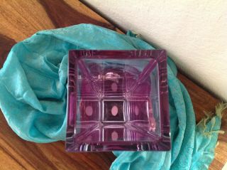 Rare Vintage Pink Teleflora Glass Cube Flowers Vase 24 Lead Crystal - 2
