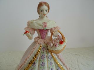 Dresden Figurine Muller Volkstedt Irish Dresden Porcelain Lace Lady With Roses