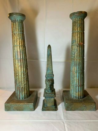 A Magnificent Italian Painted Terracotta Stone Columns Aside Figure (3)
