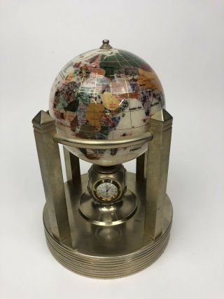 Alexander Kalifano Rotating Clock Smooth Mother Of Pearl Gemstone Globe
