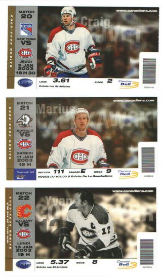 2002 - 03 Montreal Canadiens Vs Flames Nhl Hockey Ticket Yvan Cournoyer
