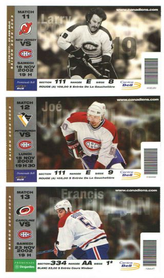 2002 - 03 Montreal Canadiens Vs Devils Nhl Hockey Ticket Larry Robinson