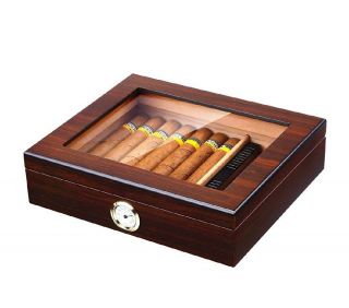 Handmade Cigar Humidor,  Cedar Cigar Desktop Box With Humidifier And Hygrometer,
