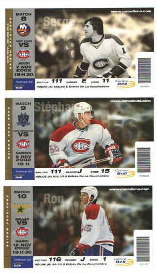 2002 - 03 Montreal Canadiens Vs Islanders Nhl Hockey Ticket Serge Savard