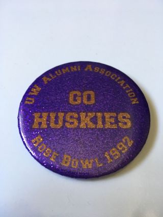 Vintage 1992 University Of Washington Huskies Rose Bowl Pinback Pin Button