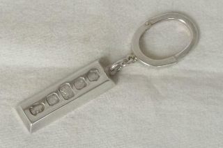 A Solid Sterling Silver Ingot Bullion Bar Key Ring Sheffield 1977 38 Grams.  A