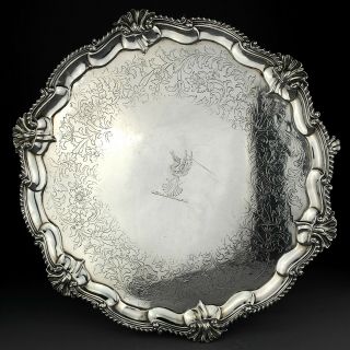 Large Ornate Antique Georgian Solid Sterling Silver Salver/tray.  1759.  1,  720g.