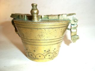 18th C Antique Brass Apothecary Nesting Cup Weight Case