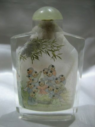 Vintage Chinese Inside Hand Painted Figural Glass Snuff Bottle