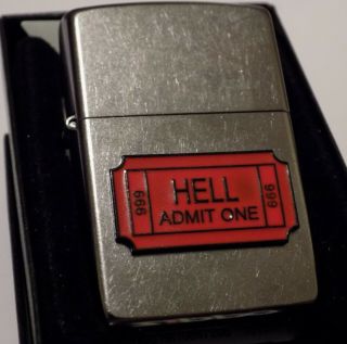 Zippo - Ticket To Hell - Ticket No 666 - 3d Emblem Rare - Devil
