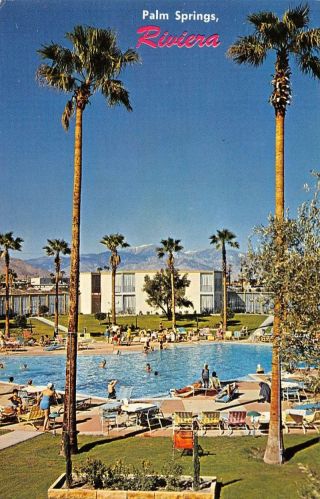 Riviera California Palm Springs Pool View Vintage Postcard K31048