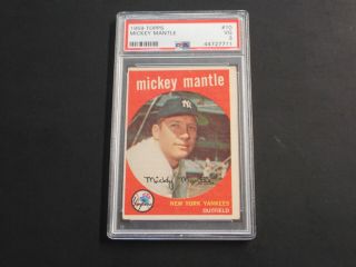 1959 Topps Baseball Mickey Mantle 10 Psa Graded 3 Vg