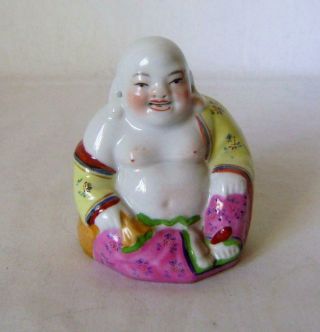 Vintage Chinese Porcelain Figure: Laughing Buddha : 9 Cm High