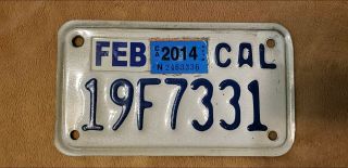 California Motorcycle License Plate 19f7331 2014