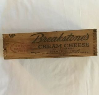 Antique Vintage Breakstones Wood Wooden Advertising Cheese Crate Box 3lbs