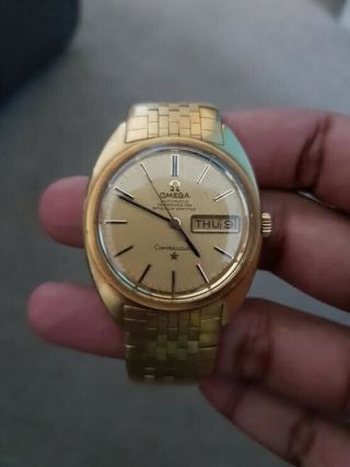 Omega Constellation Day/date 18k Yellow Gold,  Vintage 1960s,  No Box No Papers