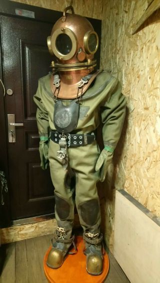 Rare Soviet Russian3 - Bolt Diving Helmet,  Suit,  Boots And Diving Cargoes
