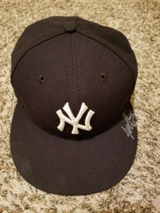 2017 York Yankees Autographed Tyler Austin Game Worn Issued Hat Mlb Steiner