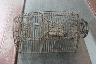 Antique Woven Metal Wire Live Mouse Trap Humane Cage
