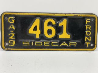 Old Antique Motorcycle Rare Vintage 1929 Georgia Sidecar License Plate